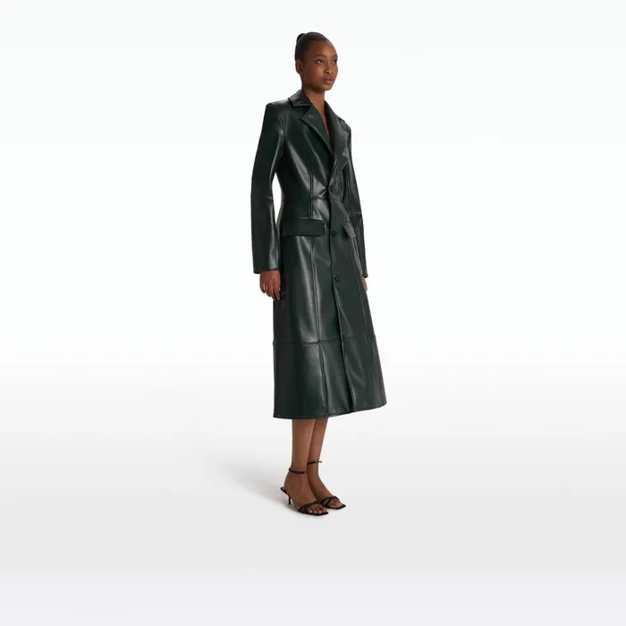 Safiyaa Willow Darkest Spruce Vegan Leather Coat Women Jackets and Coats
