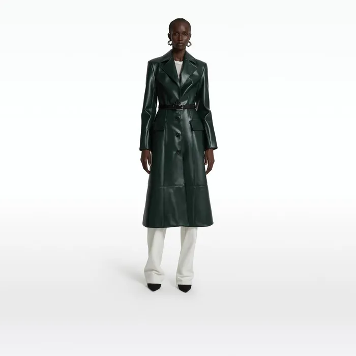 Safiyaa Willow Darkest Spruce Vegan Leather Coat Women Jackets and Coats