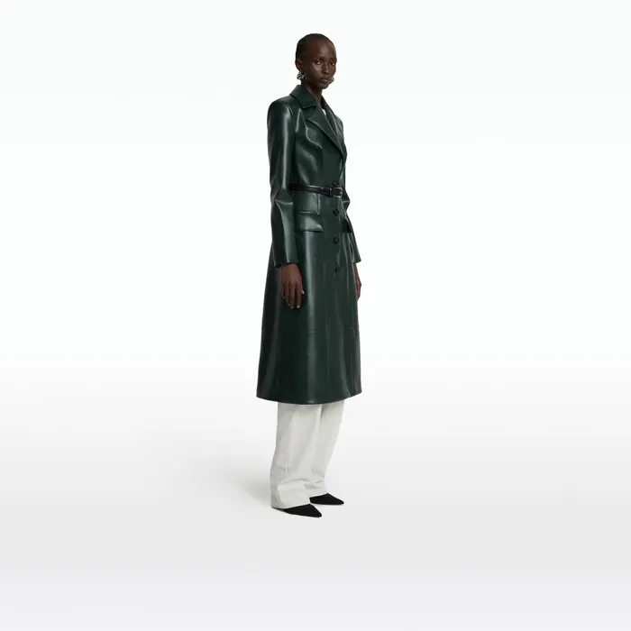 Safiyaa Willow Darkest Spruce Vegan Leather Coat Women Jackets and Coats