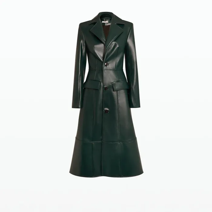 Safiyaa Willow Darkest Spruce Vegan Leather Coat Women Jackets and Coats