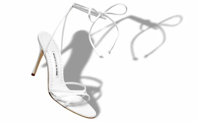 Sandals Women Manolo Blahnik LEVAWhite Nappa Leather Sandals