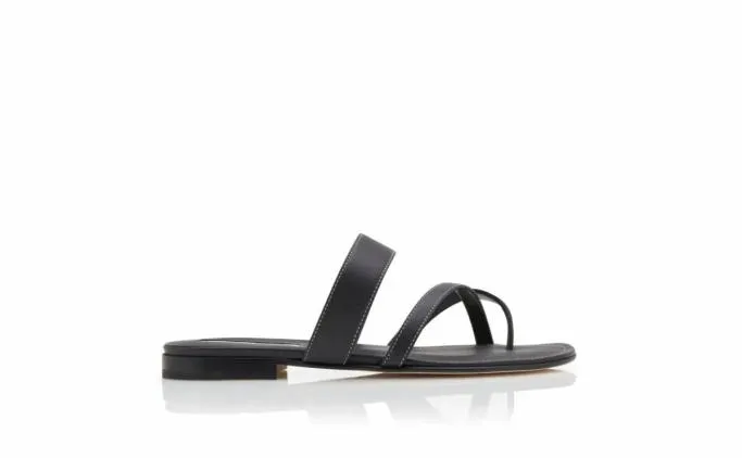 Sandals Women Manolo Blahnik SUSACRUBlack Calf Leather Crossover Flat Sandals Sandals Women Manolo Blahnik SUSACRUBlack Calf Leather Crossover Flat Sandals