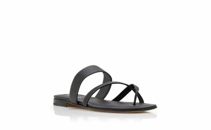 Sandals Women Manolo Blahnik SUSACRUBlack Calf Leather Crossover Flat Sandals Sandals Women Manolo Blahnik SUSACRUBlack Calf Leather Crossover Flat Sandals