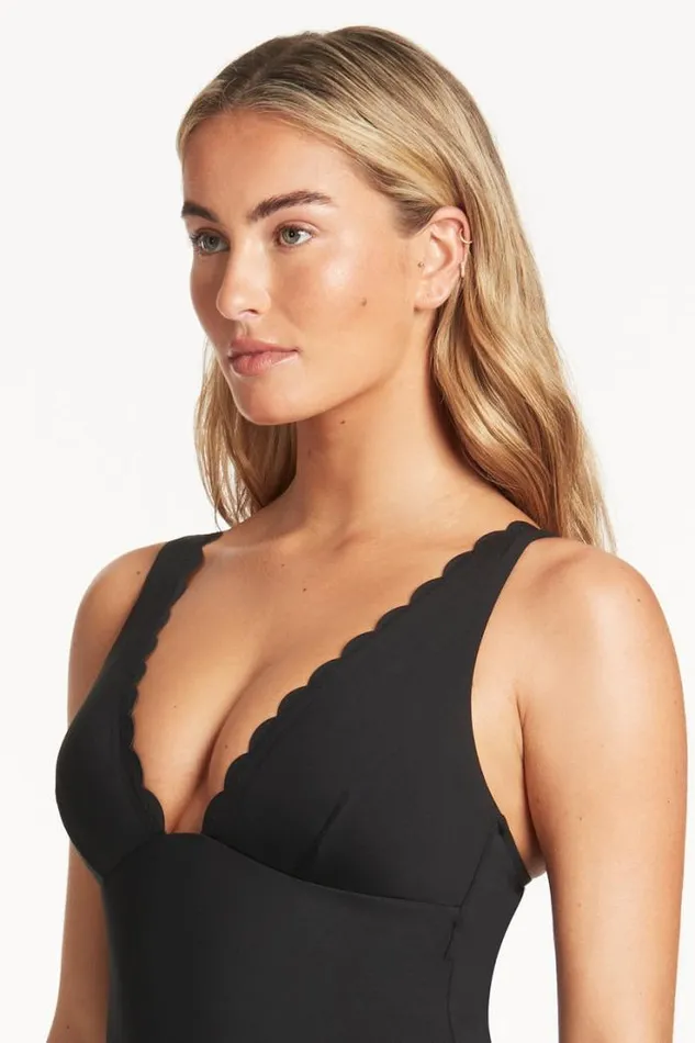 Scallop Longline Tri One Piece Scallop Women Sea Level One Pieces