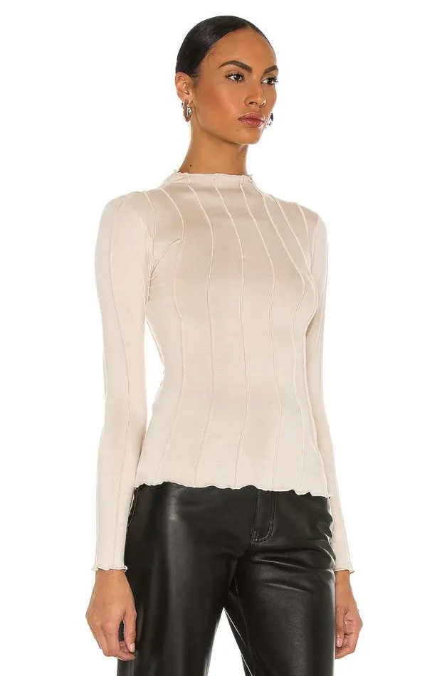 Seamed Long Sleeve Top Beige Women Lovers and Friends Tops