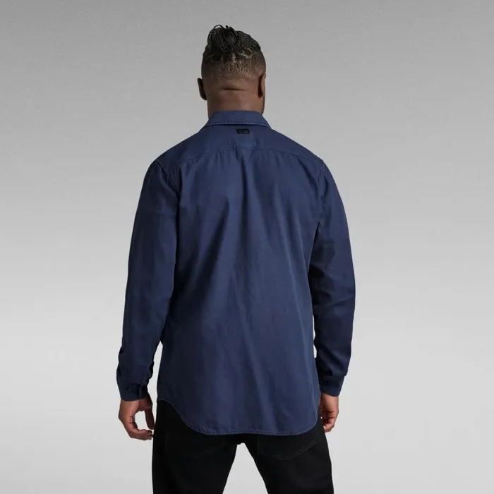 Shirts Men GStar RAW Marine Slim Shirt Sartho Blue Garment Dyed