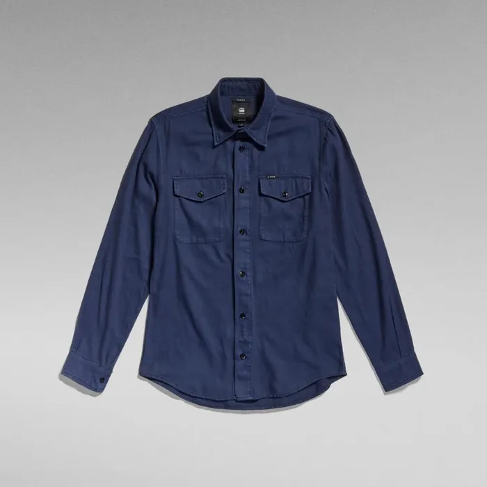 Shirts Men GStar RAW Marine Slim Shirt Sartho Blue Garment Dyed