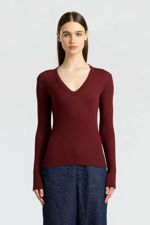 Shirts Women COTTON CITIZEN Verona UNeck Shirt Red Wine