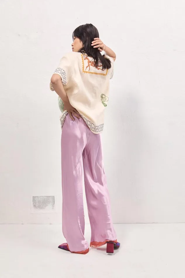 Short Sleeve Women VRG GRL Natalia Linen Shirt Cream Short Sleeve Women VRG GRL Natalia Linen Shirt Cream