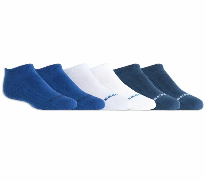 Skechers 6 Pack Non Terry No Show Socks Blue WomenMen Socks