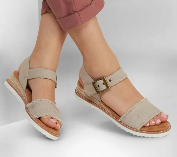 Skechers BOBS Desert Kiss 8211 Adobe Princess Taupe Women Canvas Shoes