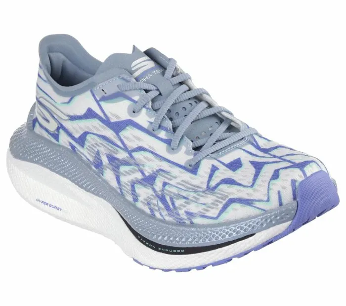 Skechers GO RUN Alpha Tempo Blue White Women Athletic Sneakers Skechers GO RUN Alpha Tempo Blue White Women Athletic Sneakers