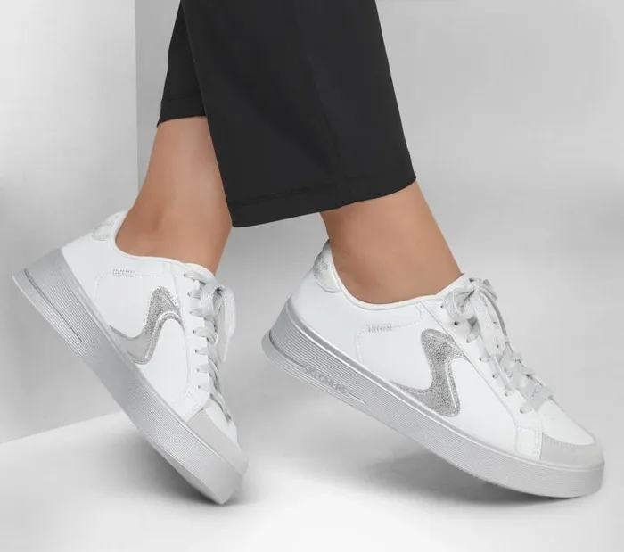 Skechers Hiland 8211 Quite Chic White Silver Women Casual Sneakers Skechers Hiland 8211 Quite Chic White Silver Women Casual Sneakers