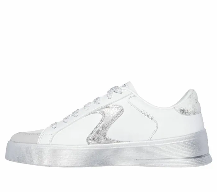 Skechers Hiland 8211 Quite Chic White Silver Women Casual Sneakers Skechers Hiland 8211 Quite Chic White Silver Women Casual Sneakers