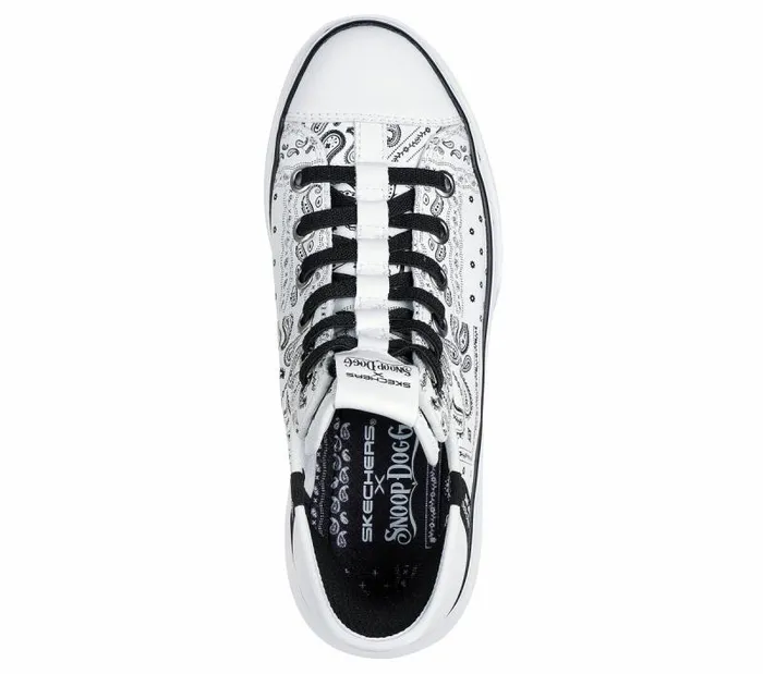 Skechers Premium Leather Slipins Snoop One 8211 Double G White Black Women Casual Sneakers