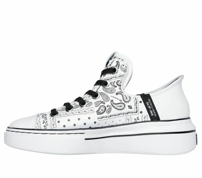 Skechers Premium Leather Slipins Snoop One 8211 Double G White Black Women Casual Sneakers
