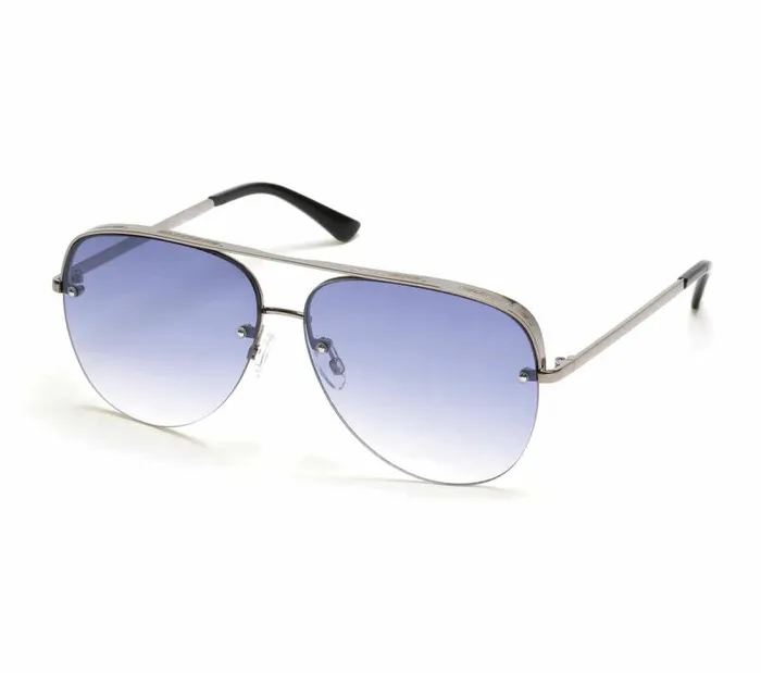 Skechers SemiRimless Metal Aviator Gunmetal Black WomenMen Sunglasses