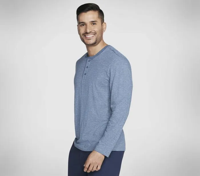 Skechers Skech Jersey Henley Denim Men Tops Skechers Skech Jersey Henley Denim Men Tops