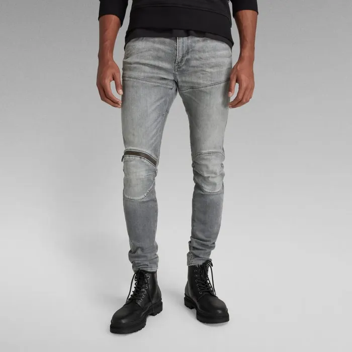 Skinny Men GStar RAW 5620 3D Zip Knee Skinny Jeans Sun Faded Glacier Grey