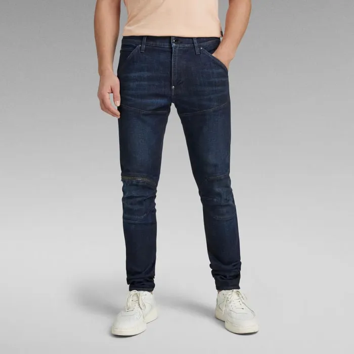 Skinny Men GStar RAW 5620 3D Zip Knee Skinny Jeans Worn In Dark Sapphire