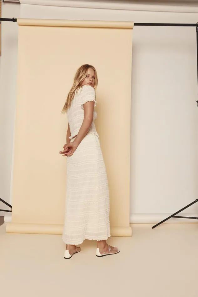 Skirts Women VRG GRL Mia Midi Skirt Cream Skirts Women VRG GRL Mia Midi Skirt Cream