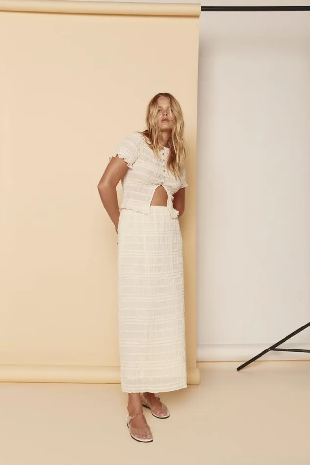 Skirts Women VRG GRL Mia Midi Skirt Cream Skirts Women VRG GRL Mia Midi Skirt Cream