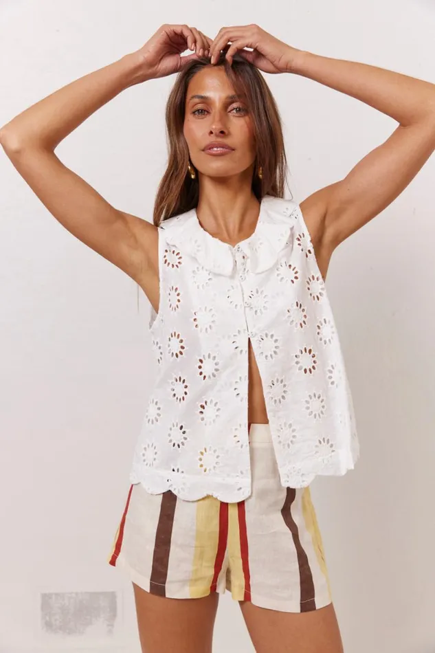 Sleeveless Women VRG GRL Maisie Top Anglaise