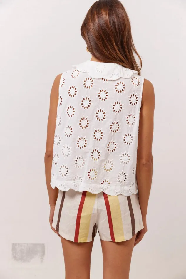 Sleeveless Women VRG GRL Maisie Top Anglaise Sleeveless Women VRG GRL Maisie Top Anglaise