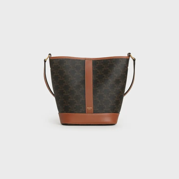 Small Bucket In Triomphe Canvas And Calfskin Tan Women CELINE TRIOMPHE CANVAS Small Bucket In Triomphe Canvas And Calfskin Tan Women CELINE TRIOMPHE CANVAS