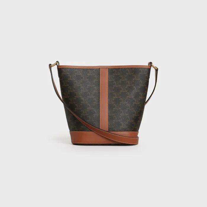 Small Bucket In Triomphe Canvas And Calfskin Tan Women CELINE TRIOMPHE CANVAS Small Bucket In Triomphe Canvas And Calfskin Tan Women CELINE TRIOMPHE CANVAS