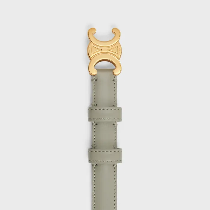 Small Triomphe Belt In Taurillon Leather Green Clay Women CELINE BELTS Small Triomphe Belt In Taurillon Leather Green Clay Women CELINE BELTS
