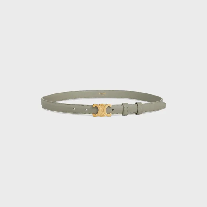 Small Triomphe Belt In Taurillon Leather Green Clay Women CELINE BELTS Small Triomphe Belt In Taurillon Leather Green Clay Women CELINE BELTS