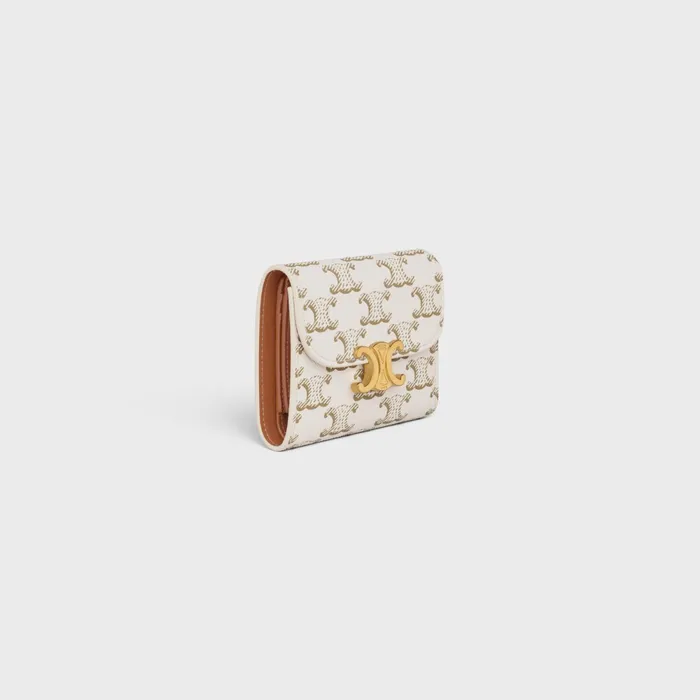 Small Wallet Triomphe In Triomphe Canvas Whitetan Women CELINE WALLETS Small Wallet Triomphe In Triomphe Canvas Whitetan Women CELINE WALLETS