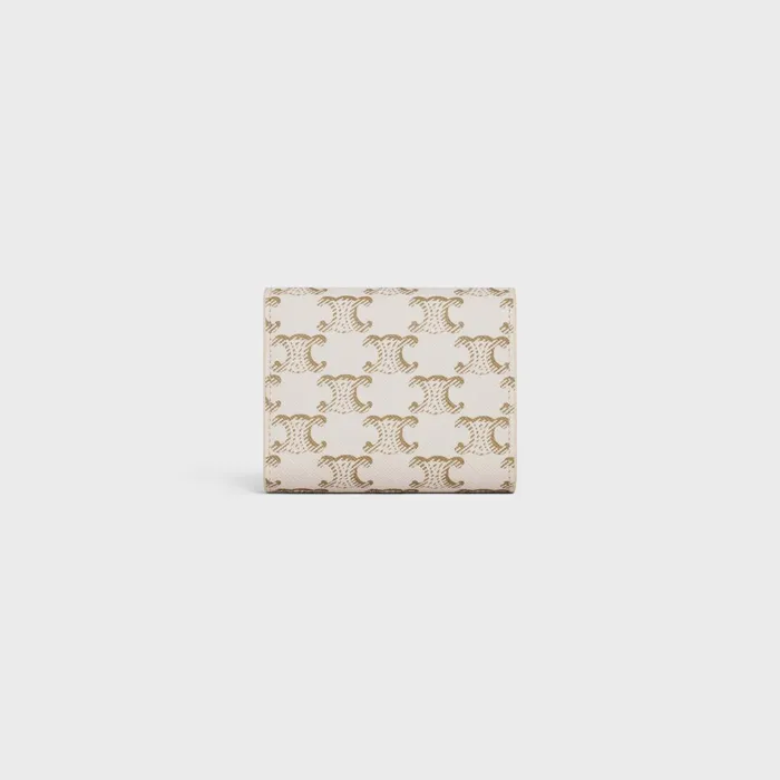 Small Wallet Triomphe In Triomphe Canvas Whitetan Women CELINE WALLETS Small Wallet Triomphe In Triomphe Canvas Whitetan Women CELINE WALLETS