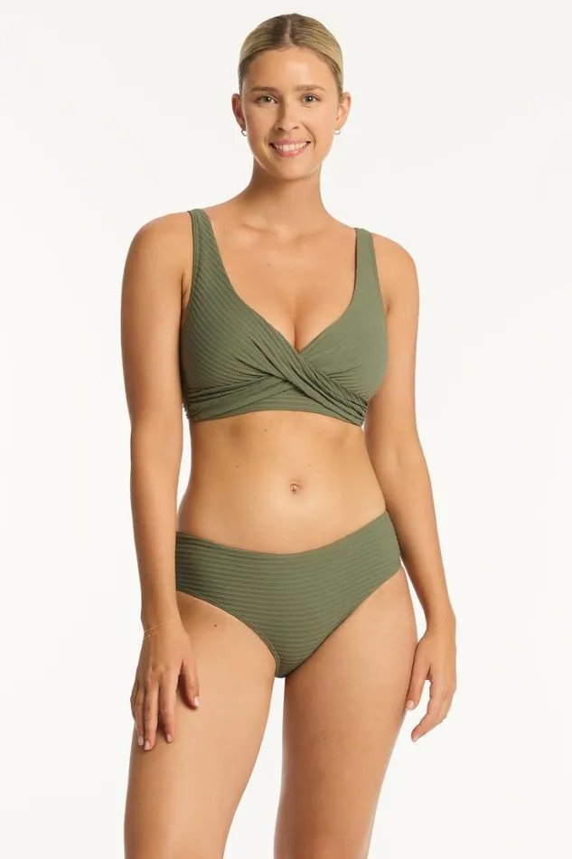 Spinnaker Cross Front Multifit Bra Spinnaker Khaki Women Sea Level Tops