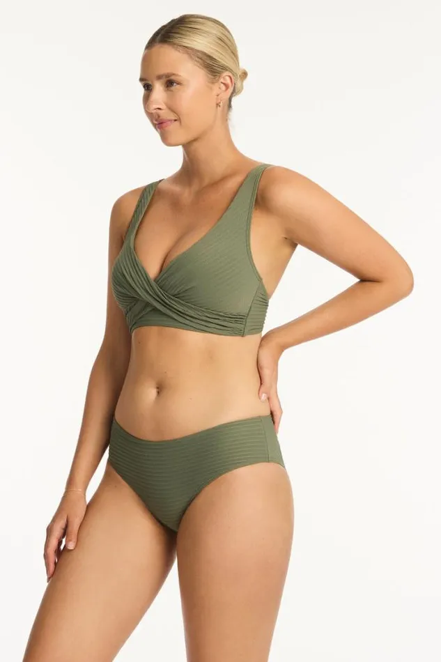 Spinnaker Cross Front Multifit Bra Spinnaker Khaki Women Sea Level Tops