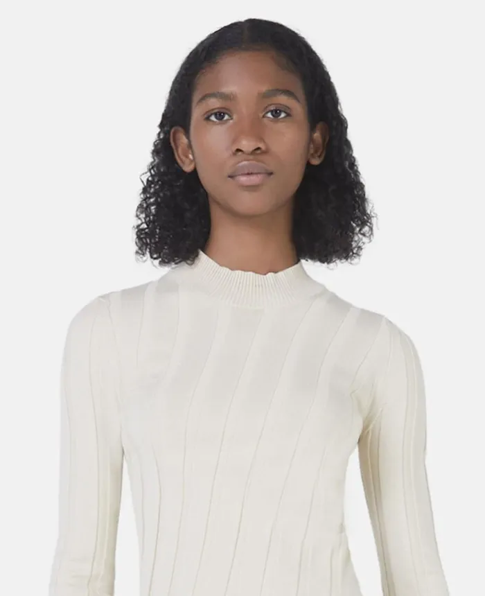 Stella McCartney Asymmetric Rib Knit Skirt Cream Women Knitwear