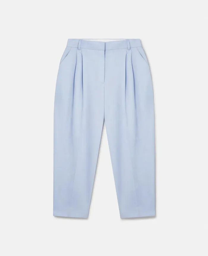 Stella McCartney Cropped Pleated Trousers Baby Blue Women Tailoring