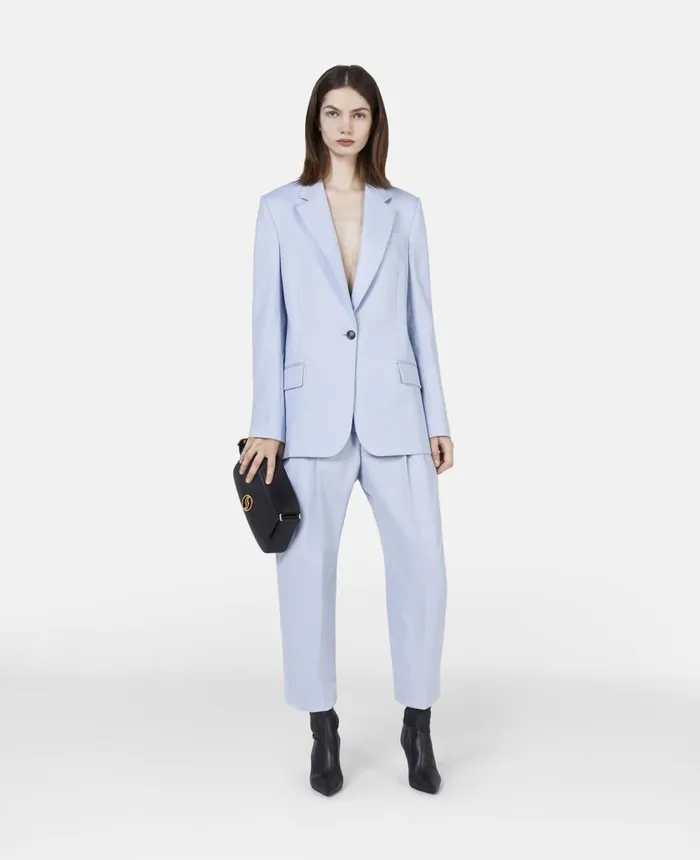 Stella McCartney Cropped Pleated Trousers Baby Blue Women Tailoring