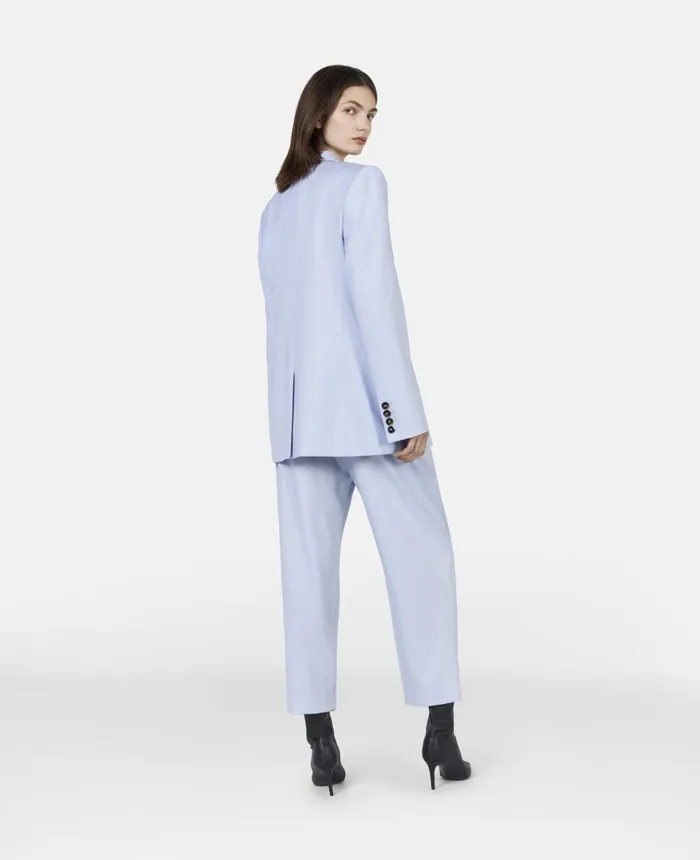 Stella McCartney Cropped Pleated Trousers Baby Blue Women Tailoring