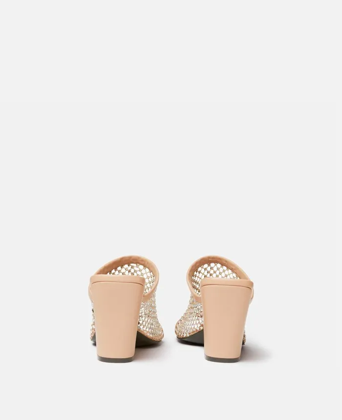 Stella McCartney Crystal Mesh Mules Powder Women Heels