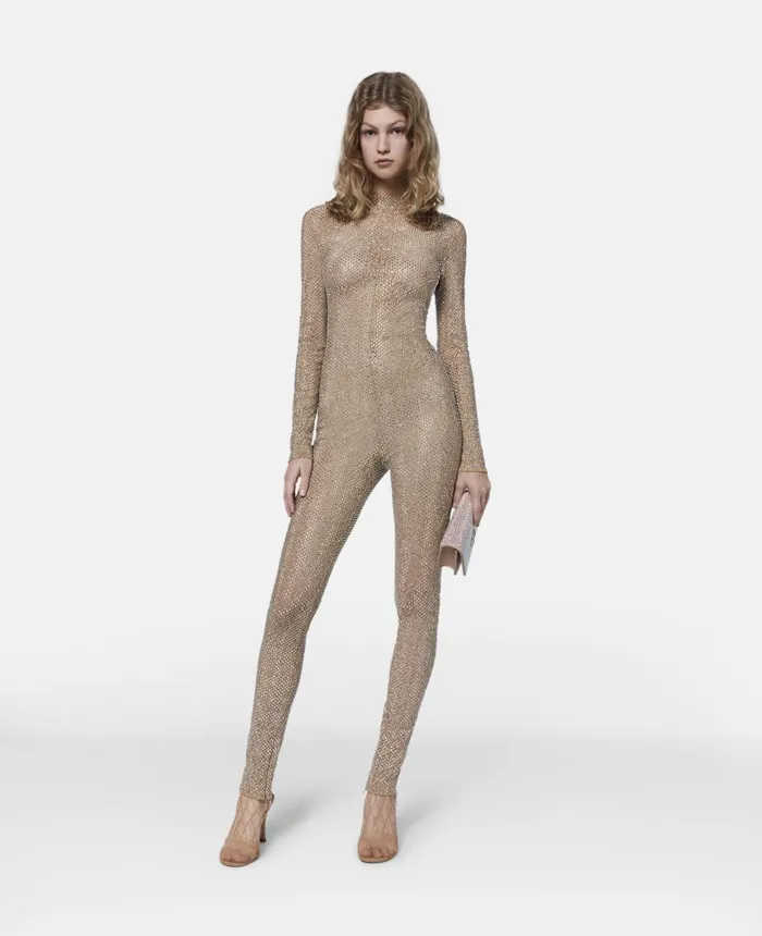 Stella McCartney Diamant Lace Bodysuit Nude Women Jumpsuits