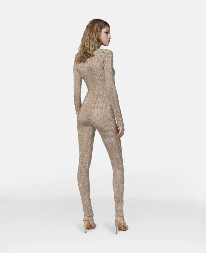 Stella McCartney Diamant Lace Bodysuit Nude Women Jumpsuits