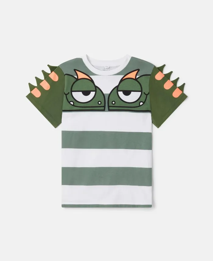 Stella McCartney Double Gecko Striped TShirt Multicolour Kids TShirts And Sweatshirt