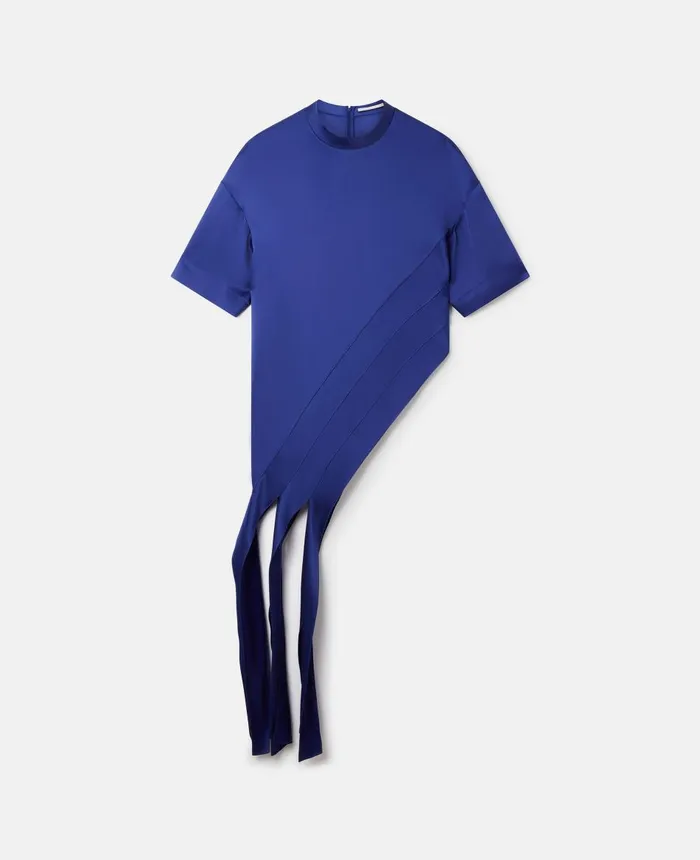 Stella McCartney Double Satin Strip Hem Dress Sapphire Blue Women Shirts And Tops