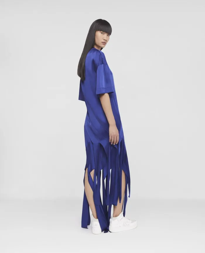 Stella McCartney Double Satin Strip Hem Dress Sapphire Blue Women Shirts And Tops Stella McCartney Double Satin Strip Hem Dress Sapphire Blue Women Shirts And Tops