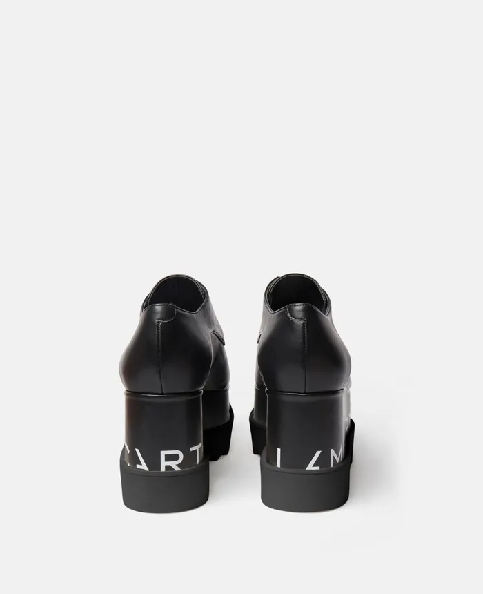 Stella McCartney Elyse Logo Platform Shoes Black Women Wedges