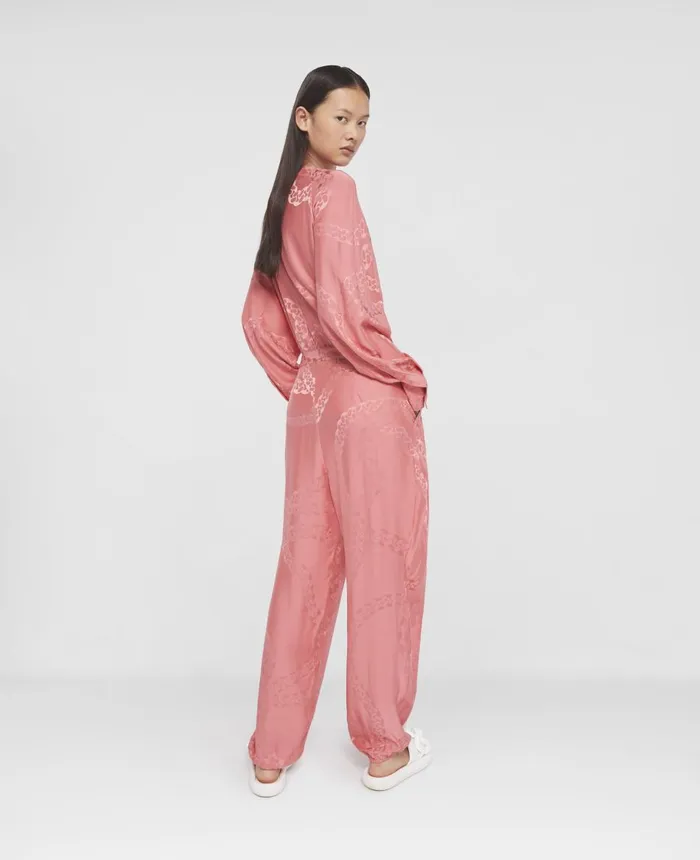 Stella McCartney Falabella Chain Silk Jacquard Trousers Bubblegum Pink Women Trousers And Shorts Stella McCartney Falabella Chain Silk Jacquard Trousers Bubblegum Pink Women Trousers And Shorts