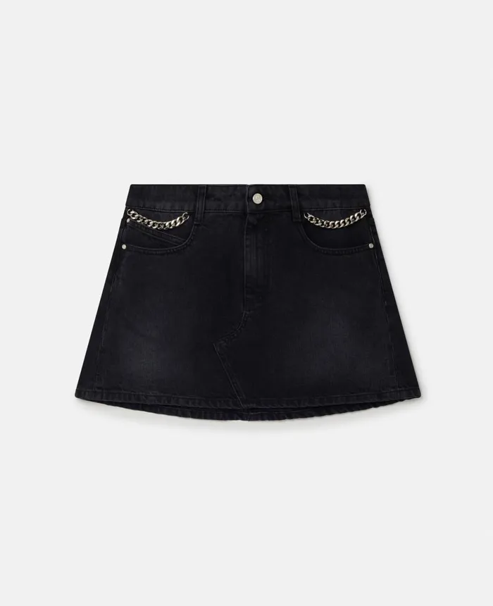 Stella McCartney Falabella Denim Mini Skirt Black Women Denim