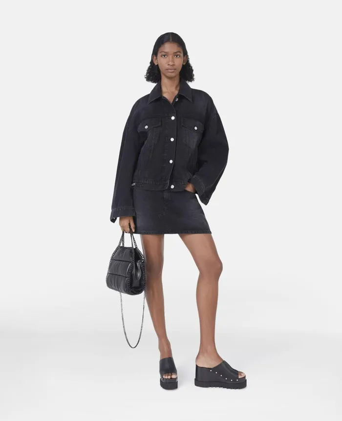 Stella McCartney Falabella Denim Mini Skirt Black Women Denim